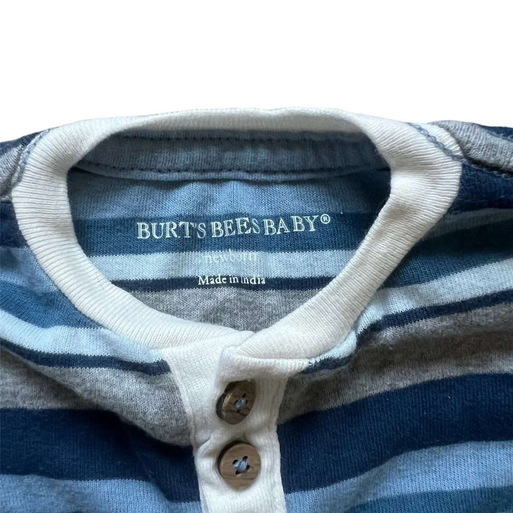 Burts Bees Baby Striped Henley Onesie | Newborn